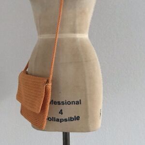 The Sak Golden Yellow Crochet Knit Small Crossbody Handbag Purse